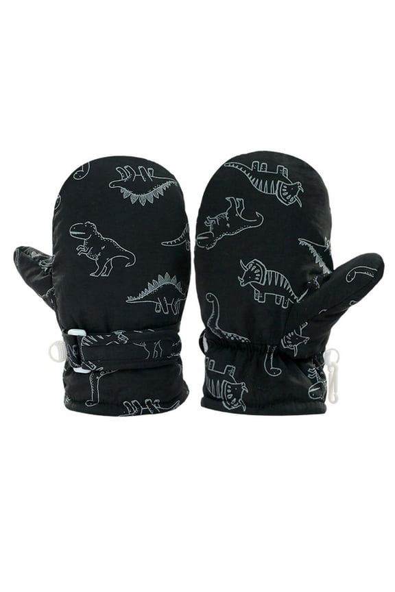 Toddler Kids Boys Girls Mittens Solid Color Thick Thermal Relaxed Gloves Fall Winter Ski Gloves Size 2-4 Years Black