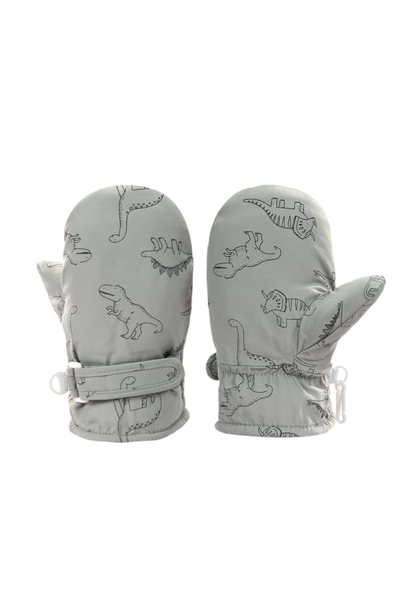 Toddler Kids Boys Girls Mittens Solid Color Thick Thermal Relaxed Gloves Fall Winter Ski Gloves Size 6-24 Months Grey