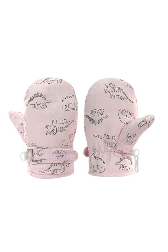 Toddler Kids Boys Girls Mittens Solid Color Thick Thermal Relaxed Gloves Fall Winter Ski Gloves Size 6-24 Months Pink