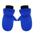 thumbnail image 1 of Likimi Toddler Kids Boys Girls Mittens Solid Color Thick Thermal Waterproof Gloves Fall Winter Ski Gloves Size 3-5 Years Blue, 1 of 1