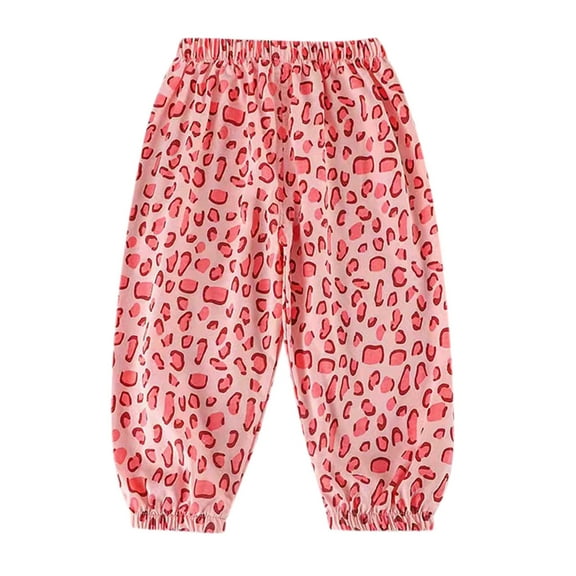 Likimi Toddler Kids Boys Girls Pants Elastic Waist Cute Cartoon Print Breathable Long Trousers Red Size 12-18 Months