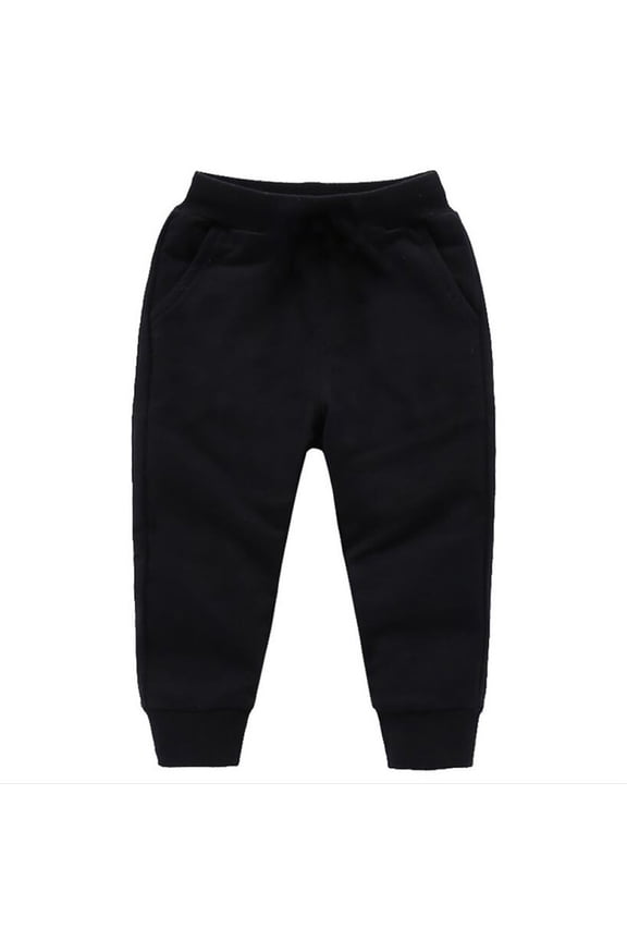 Toddler Kids Boys Pants Solid Color Trousers Comfortable Loose Soft Winter Fall Bottoms Black Size 6-12 Months