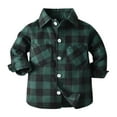 thumbnail image 1 of Likimi Toddler Kids Boys Shirt Long Sleeve Plaid Print Lapel Tees Casual Comfortable Loose Spring Fall Tops Size 18-24 Months Green, 1 of 4