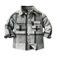 thumbnail image 1 of Likimi Toddler Kids Boys Shirt Long Sleeve Plaid Print Lapel Tees Casual Loose Soft Spring Fall Tops Size 2-3 Years Light Gray, 1 of 4