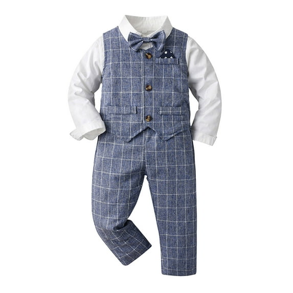 Likimi Toddler Kids Boys Suit Long Sleeve Lapel Shirt Pants Set Cute Comfortable Spring Fall Outfits Set Size 2-3 Years Blue