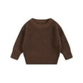 thumbnail image 1 of Likimi Toddler Kids Boys Sweater Long Sleeve Solid Color Crew Neck Pullover Tops Comfortable Loose Soft Fall Winter Clothes Size 0-3 Months Brown, 1 of 4