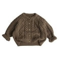 thumbnail image 1 of Likimi Toddler Kids Boys Sweater Long Sleeve Solid Color Crewneck Pullover Tops Fashion Comfortable Relaxed Fall Winter Clothes Size 5-6 Years Coffee, 1 of 1