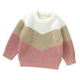 thumbnail image 1 of Likimi Toddler Kids Boys Sweater Long Sleeve Striped Crewneck Pullover Tops Comfortable Loose Soft Fall Winter Clothes Size 2-3 Years Pink, 1 of 1
