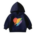 thumbnail image 1 of Likimi Toddler Kids Boys Sweatshirt Long Sleeve Cartoon Print Hooded Breathable Casual Loose Spring Fall Tops Size 12-18 Months Navy, 1 of 9