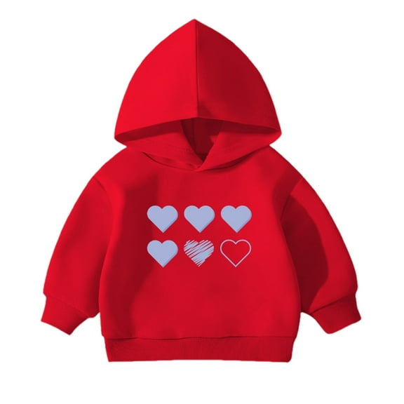 Likimi Toddler Kids Boys Sweatshirt Long Sleeve Cartoon Print Hooded Breathable Casual Loose Spring Fall Tops Size 18-24 Months Red