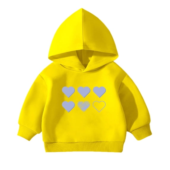 Likimi Toddler Kids Boys Sweatshirt Long Sleeve Cartoon Print Hooded Breathable Casual Loose Spring Fall Tops Size 18-24 Months Yellow