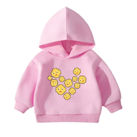 Likimi Toddler Kids Boys Sweatshirt Long Sleeve Cartoon Print Hooded Breathable Casual Loose Spring Fall Tops Size 3-4 Years Pink