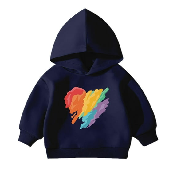 Likimi Toddler Kids Boys Sweatshirt Long Sleeve Cartoon Print Hooded Breathable Casual Loose Spring Fall Tops Size 4-5 Years Navy