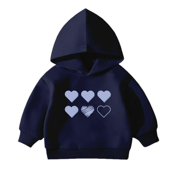 Likimi Toddler Kids Boys Sweatshirt Long Sleeve Cartoon Print Hooded Breathable Casual Loose Spring Fall Tops Size 4-5 Years Navy