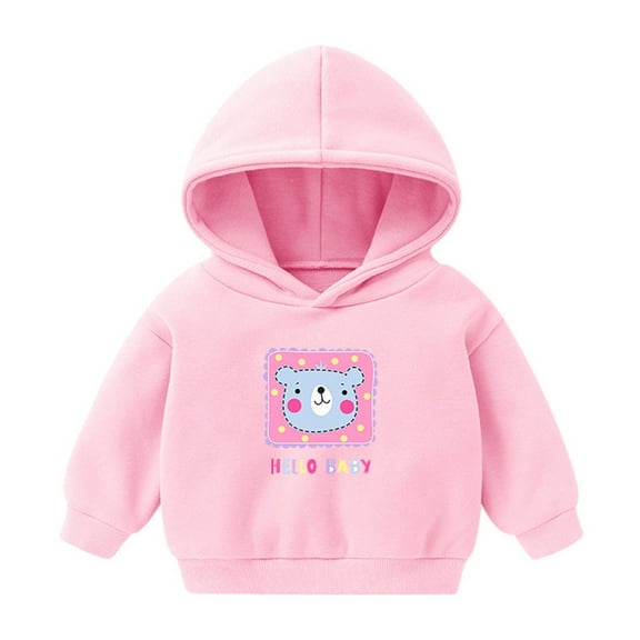 Likimi Toddler Kids Boys Sweatshirt Long Sleeve Cartoon Print Hooded Breathable Casual Loose Spring Fall Tops Size 4-5 Years Pink