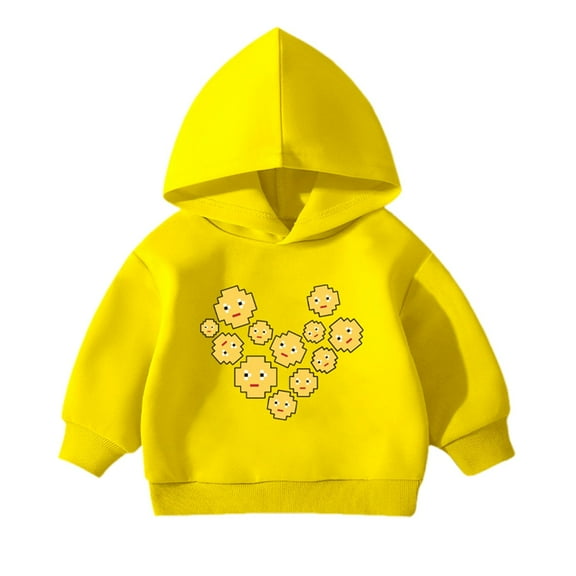 Likimi Toddler Kids Boys Sweatshirt Long Sleeve Cartoon Print Hooded Breathable Casual Loose Spring Fall Tops Size 4-5 Years Yellow
