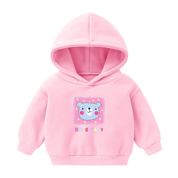 Likimi Toddler Kids Boys Sweatshirt Long Sleeve Cartoon Print Hooded Breathable Casual Loose Spring Fall Tops Size 5-6 Years Pink