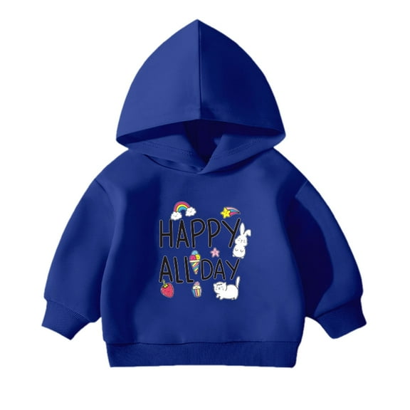 Likimi Toddler Kids Boys Sweatshirt Long Sleeve Letter Print Hooded Breathable Casual Loose Spring Fall Tops Size 18-24 Months Blue