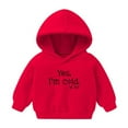 thumbnail image 1 of Likimi Toddler Kids Boys Sweatshirt Long Sleeve Letter Print Hooded Breathable Casual Loose Spring Fall Tops Size 4-5 Years Red, 1 of 8