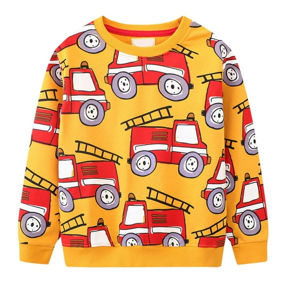 Likimi Toddler Kids Boys Sweatshirt Long Sleeve Print Crewneck Tees Breathable Comfortable Loose Spring Fall T-Shirt Size 12-24 Months Orange