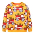 thumbnail image 1 of Likimi Toddler Kids Boys Sweatshirt Long Sleeve Print Crewneck Tees Breathable Comfortable Loose Spring Fall T-Shirt Size 5-6 Years Orange, 1 of 7