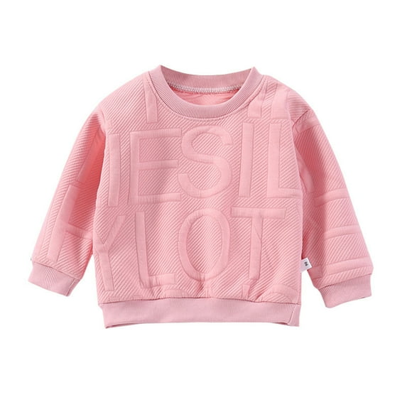 Likimi Toddler Kids Boys Sweatshirt Long Sleeve Solid Color Crew Neck Tees Comfortable Soft Autumn Winter Tops Size 13-14 Years Pink