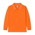 thumbnail image 1 of Likimi Toddler Kids Boys Tops Long Sleeve Solid Color Lapel Tees Comfortable Loose Soft Spring Fall T-Shirt Size 5-6 Years Orange, 1 of 2