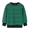 thumbnail image 1 of Likimi Toddler Kids Boys Tops Long Sleeve Striped Crewneck Tees Breathable Comfortable Soft Spring Fall T-Shirt Size 9-10 Years Green, 1 of 9