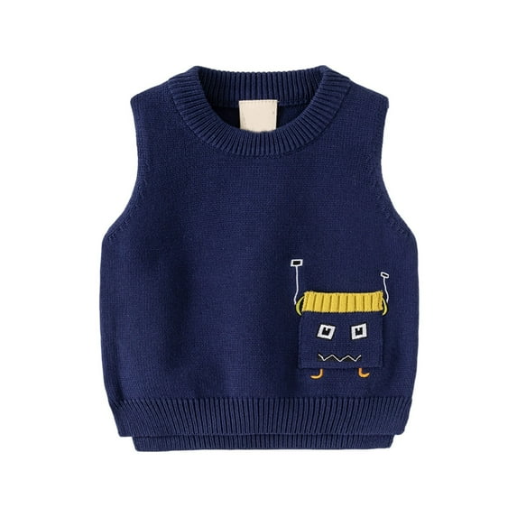 Likimi Toddler Kids Boys Vest Tops Solid Color Sleeveless Pullover Jacket Casual Comfortable Soft Spring Fall Vest Tops Size 3-4 Years Navy