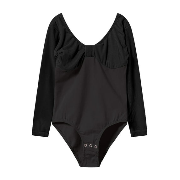 Likimi Toddler Kids Girls Bodysuit Long Sleeve Solid Color Jumpsuit Comfortable Relaxed Soft Fall Winter Onesie Size 18-24 Months Black