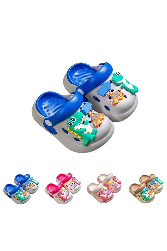 Toddler Kids Girls Boys Slippers Soft Casual Cartoon Lightweight Summer House Shoes For Indoor Outdoor Grey Size 19