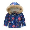 thumbnail image 1 of Likimi Toddler Kids Girls Coat Long Sleeve Print Hooded Tops Casual Thermal Soft Fall Winter Outerwear Size 2-3 Years Blue, 1 of 2