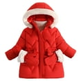 thumbnail image 1 of Likimi Toddler Kids Girls Coat Long Sleeve Solid Color Hooded Thick Tops Comfortable Loose Soft Fall Winter Outerwear Size 4-5 Years Red, 1 of 3