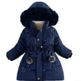 thumbnail image 1 of Likimi Toddler Kids Girls Coat Long Sleeve Solid Color Hooded Tops Casual Loose Soft Fall Winter Outerwear Size 4-5 Years Navy, 1 of 4