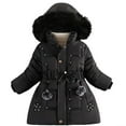 thumbnail image 1 of Likimi Toddler Kids Girls Coat Long Sleeve Solid Color Hooded Tops Casual Loose Soft Fall Winter Outerwear Size 6-7 Years Black, 1 of 4