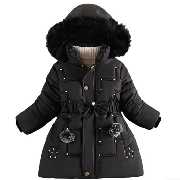 Likimi Toddler Kids Girls Coat Long Sleeve Solid Color Hooded Tops Casual Loose Soft Fall Winter Outerwear Size 6-7 Years Black