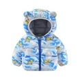 thumbnail image 1 of Likimi Toddler Kids Girls Down Coat Thick Long Sleeve Color Block Hooded Tops Fashion Loose Soft Fall Winter Outerwear Size 18-24 Months Sky Blue, 1 of 2