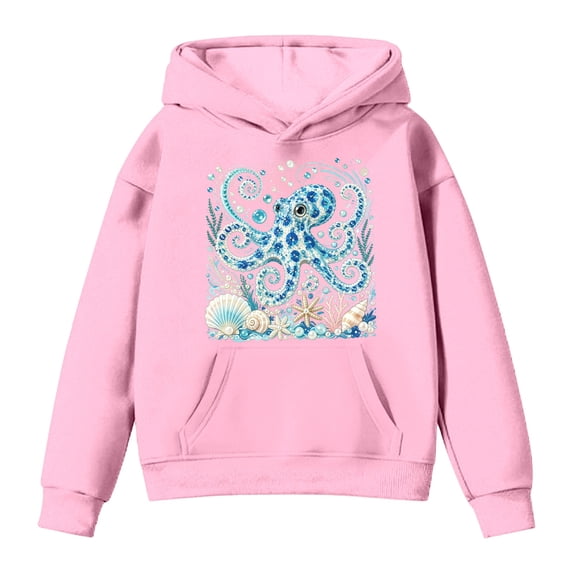 Likimi Toddler Kids Girls Hoodies With Pocket Animal Print Hooded Sweatshirt For Girls Long Sleeve Loose Fit Fashionable Pullover Size 8-9 Years