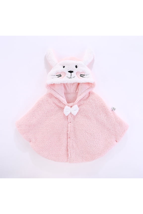 Toddler Kids Girls Jacket Short Sleeve Solid Color Hooded Padded Cape Fashion Thermal Soft Fall Winter Outwear Size 3-5 Years Pink