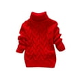 thumbnail image 1 of Likimi Toddler Kids Girls Knit Sweater Long Sleeve Solid Color Turtleneck Pullover Tops Comfortable Loose Relaxed Fall Winter Clothes Size 2-3 Years Red, 1 of 4
