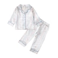 thumbnail image 1 of Likimi Toddler Kids Girls Pajamas Set Graphic Print Lapel Button Down Long Sleeve Pjs Tops With Pants Spring Autumn Soft Casual Sleepwear Clothes Set Blue Size 18-24 Months, 1 of 6