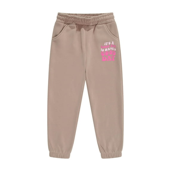 Likimi Toddler Kids Girls Pants Print Joggers Trousers Comfortable Loose Soft Spring Fall Bottoms Size 2-3 Years Beige