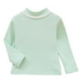 thumbnail image 1 of Likimi Toddler Kids Girls Shirts Long Sleeve Solid Color Half Neck T-Shirt Casual Relaxed Soft Fall Winter Base Layer Tops Size 8-9 Years Mint Green, 1 of 3