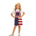 thumbnail image 1 of Likimi Toddler Kids Girls Suspenders Dress For Independence Day Square Neck Sleeveless Patriotic Printed Summer Fashionable Dresses Blue Size 8-9 Years, 1 of 7