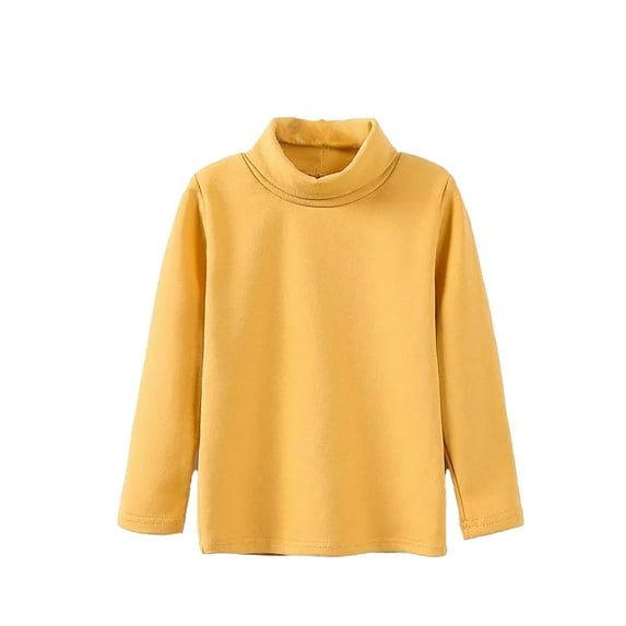 Likimi Toddler Kids Girls Sweatshirt Solid Color Long Sleeve Turtleneck Tops Breathable Loose Relaxed Spring Fall Shirt Size 11-12 Years Yellow