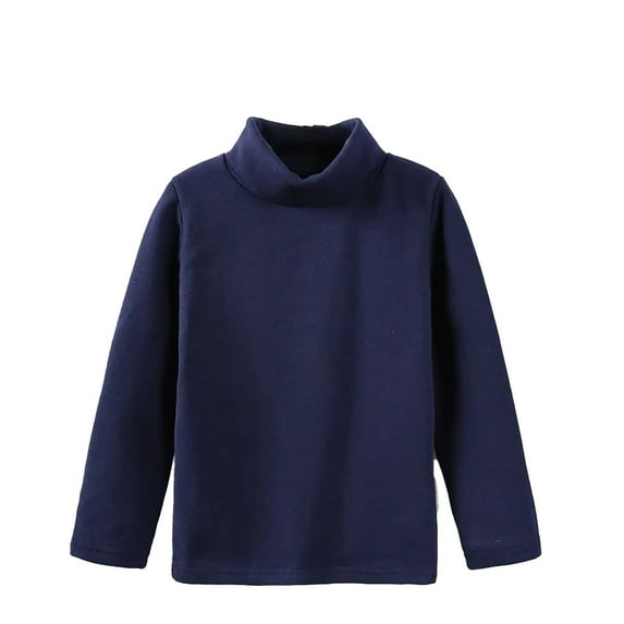 Likimi Toddler Kids Girls Sweatshirt Solid Color Long Sleeve Turtleneck Tops Breathable Loose Relaxed Spring Fall Shirt Size 13-14 Years Navy