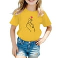 thumbnail image 1 of Likimi Toddler Kids Girls T-Shirt Short Sleeve Print Crewneck Tees Comfortable Relaxed Soft Spring Summer Tops Size 7-8 Years Yellow, 1 of 5