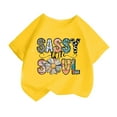 thumbnail image 1 of Likimi Toddler Kids Girls T-Shirt Short Sleeve Print Crewneck Tops Comfortable Loose Soft Spring Summer Tees Size 10-12 Years Yellow, 1 of 4