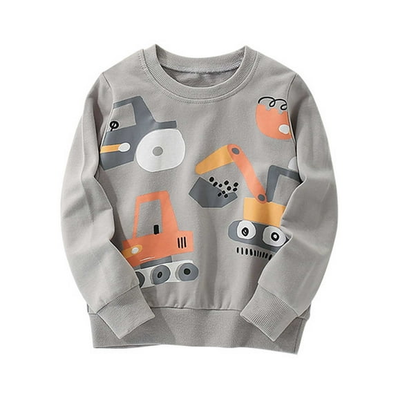 Likimi Toddler Kids Girls Tops Crew Neck Long Sleeve Print T Shirt Casual Comfortable Soft Spring Fall Tops Size 4-5 Years Grey