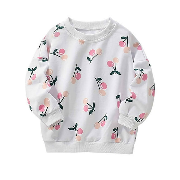 Likimi Toddler Kids Girls Tops Crew Neck Long Sleeve Print T Shirt Casual Comfortable Soft Spring Fall Tops Size 4-5 Years White